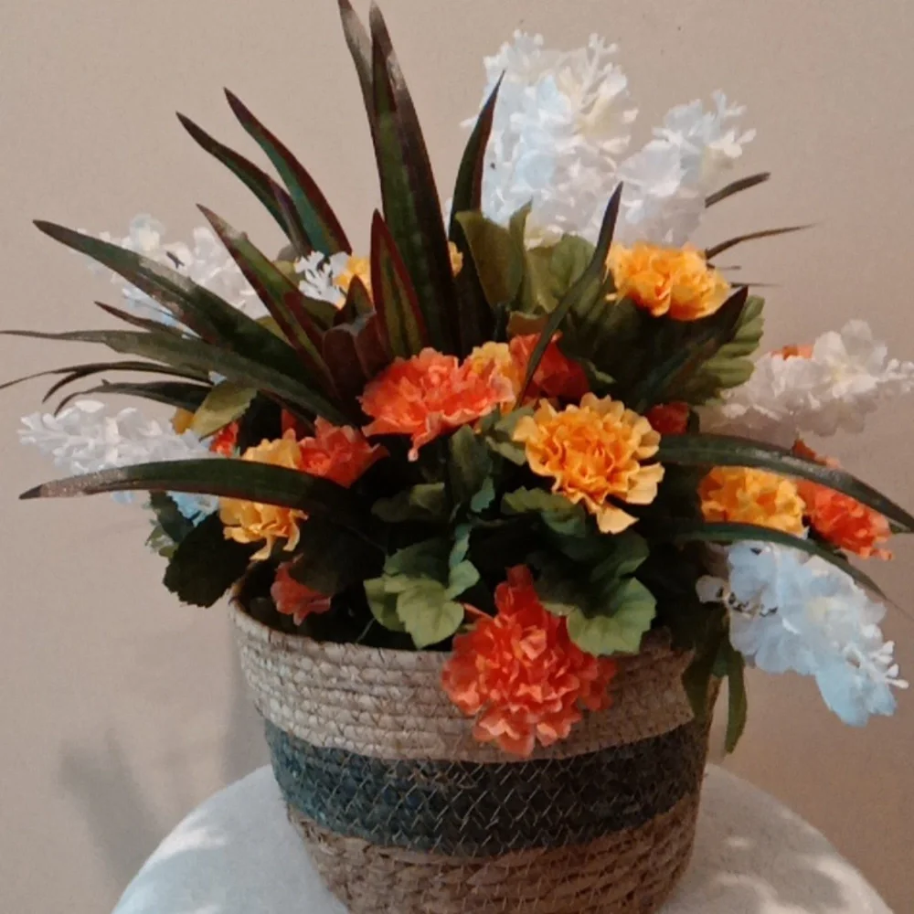 Orange and White Faux Floral Accents One Of A Kind